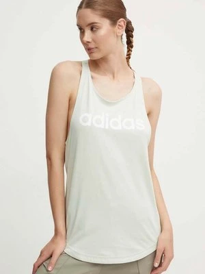 adidas top bawełniany Essentials kolor zielony IY9182