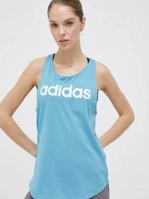 adidas top bawełniany kolor niebieski