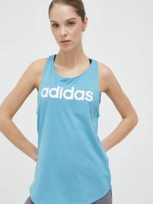 adidas top bawełniany kolor niebieski