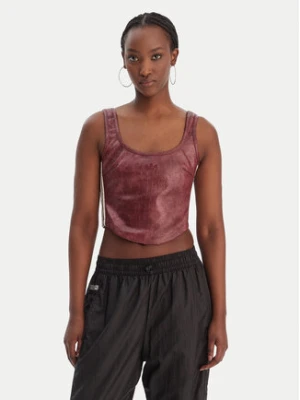 adidas Top Pleather KD8786 Bordowy Slim Fit