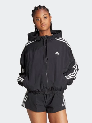 adidas Wiatrówka Essentials 3-Stripes Woven Windbreaker HT3399 Czarny Loose Fit