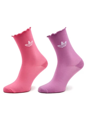 adidas Zestaw 2 par wysokich skarpet damskich Semi-Sheer Ruffle IX7650 Różowy