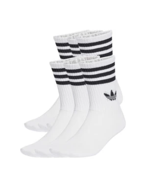 adidas Zestaw 6 par wysokich skarpet unisex 3-Stripes JV7410 Biały