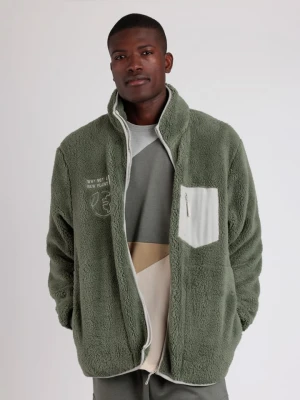 admas Kurtka polarowa "New plan" w kolorze ciemnozielonym rozmiar: L