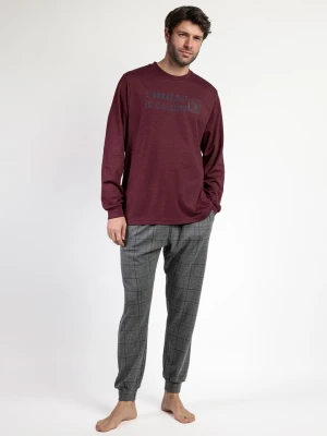 admas Piżama "Stay at home" w kolorze bordowo-czarnym rozmiar: XL