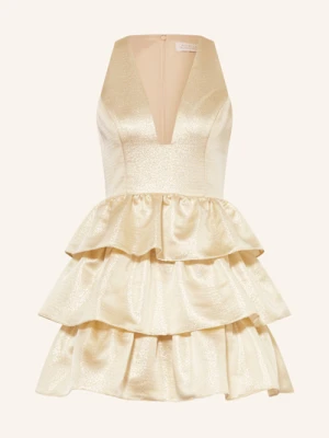 Adrianna Papell Sukienka Koktajlowa Z Błyszczącą Przędzą I Falbankami gold