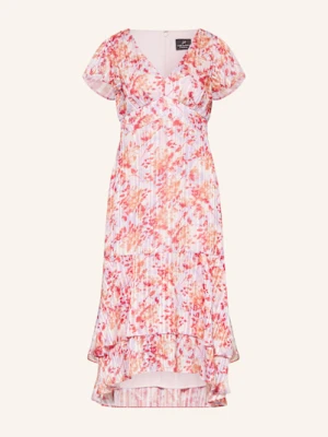 Adrianna Papell Sukienka Koktajlowa Z Błyszczącą Przędzą I Wolantami rosa