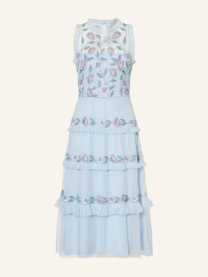 Adrianna Papell Sukienka Koktajlowa Z Falbanami I Ozdobnymi Perełkami blau