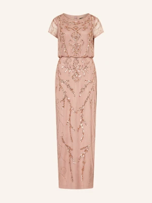 Adrianna Papell Sukienka Wieczorowa Wykończona Cekinami I Ozdobnymi Perełkami rosegold