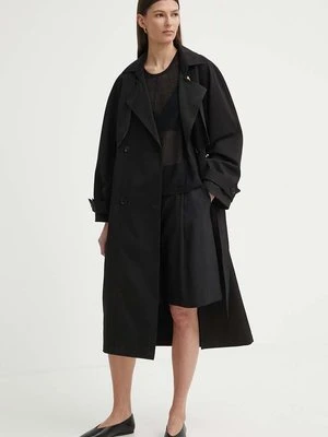 AERON trencz bawełniany PIPPA kolor czarny przejściowy oversize AW24RSCO114473