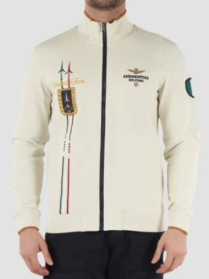 AERONAUTICA MILITARE Beżowa bluza męska Embroidered Frecce Tricolori