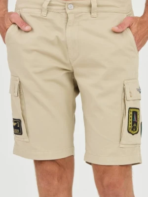AERONAUTICA MILITARE Beżowe męskie bermudy Frecce Tricolori, Rozmiar M