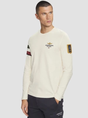 AERONAUTICA MILITARE Beżowy longsleeve męski Crew neck