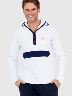 AERONAUTICA MILITARE Biała bluza męska z kapturem i suwakiem, Rozmiar M