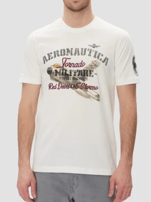 AERONAUTICA MILITARE Biały bawełniany męski t-shirt, Rozmiar XL