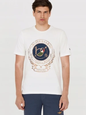 AERONAUTICA MILITARE Biały bawełniany t-shirt męski, Rozmiar XL