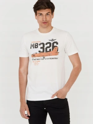 AERONAUTICA MILITARE Biały bawełniany t-shirt męski, Rozmiar L