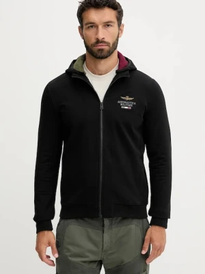 Aeronautica Militare bluza męska kolor czarny z kapturem gładka FE2078UF00662