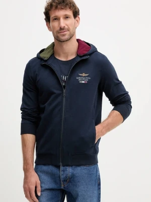 Aeronautica Militare bluza męska kolor granatowy z kapturem gładka FE2078UF00662