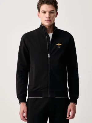 Aeronautica Militare bluza rozpinana męska bawełniana z elastanem czarny