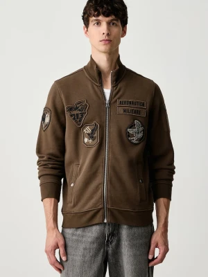 Aeronautica Militare bluza rozpinana męska z bawełną brązowy