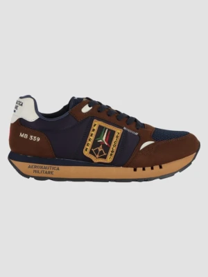 AERONAUTICA MILITARE Brązowe męskie sneakersy z naszywką Frecce Tricolori, Rozmiar 42