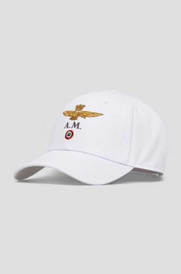Aeronautica Militare czapka z daszkiem bawełniana kolor biały z aplikacją HA1100CT2848