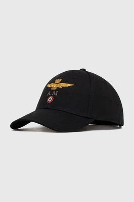 Aeronautica Militare czapka z daszkiem bawełniana kolor czarny z aplikacją HA1100CT2848