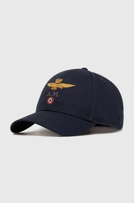 Aeronautica Militare czapka z daszkiem bawełniana kolor granatowy z aplikacją HA1100CT2848