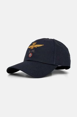 Aeronautica Militare czapka z daszkiem bawełniana kolor granatowy z aplikacją HA1100CT2848