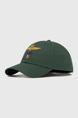 Aeronautica Militare czapka z daszkiem bawełniana kolor zielony z aplikacją HA1100CT2848