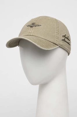 Aeronautica Militare czapka z daszkiem jeansowa kolor beżowy gładka