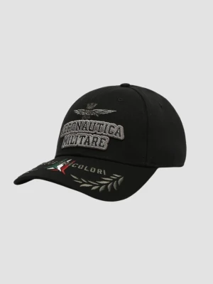 AERONAUTICA MILITARE Czarna czapka męska 3d Embroidered