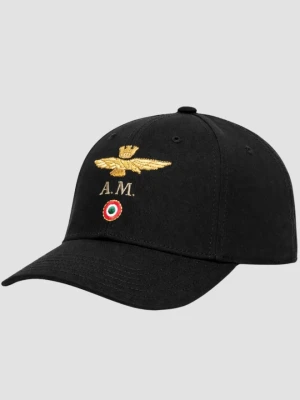 AERONAUTICA MILITARE Czarna męska czapka z daszkiem