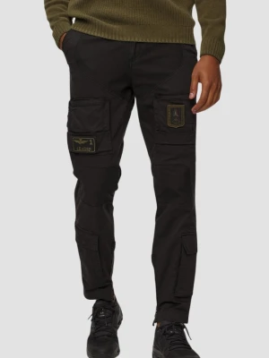 AERONAUTICA MILITARE Czarne męskie bawełniane bojówki, Rozmiar M