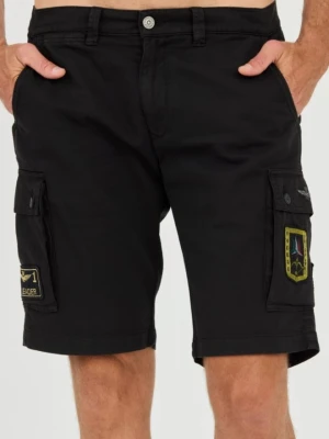 AERONAUTICA MILITARE Czarne męskie bermudy Frecce Tricolori, Rozmiar M