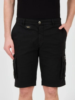 AERONAUTICA MILITARE Czarne męskie spodenki Bermudy, Rozmiar 52