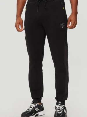 AERONAUTICA MILITARE Czarne męskie spodnie dresowe Joggers, Rozmiar S