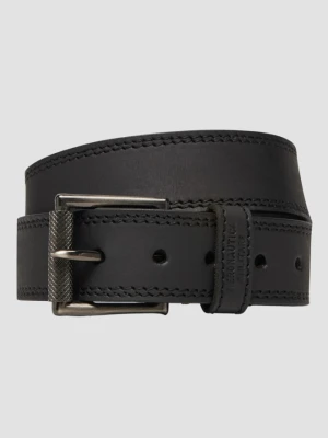 AERONAUTICA MILITARE Czarny męski skórzany pasek, Rozmiar 95