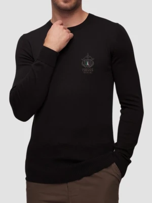 AERONAUTICA MILITARE Czarny męski sweter Crew Neck, Rozmiar XXL