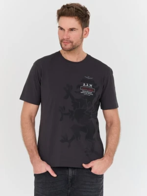AERONAUTICA MILITARE Grafitowy bawełniany męski t-shirt M.C., Rozmiar XXL