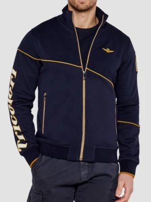 AERONAUTICA MILITARE Granatowa bluza męska Embroidered Color-block