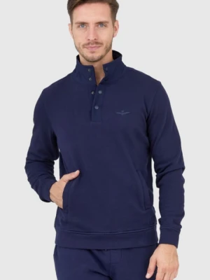 AERONAUTICA MILITARE Granatowa bluza męska na zatrzaski, Rozmiar XXL