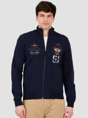 AERONAUTICA MILITARE Granatowa męska bluza Embroidered 51st, Rozmiar L