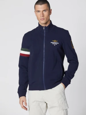 AERONAUTICA MILITARE Granatowa męska bluza rozpinana, Rozmiar M