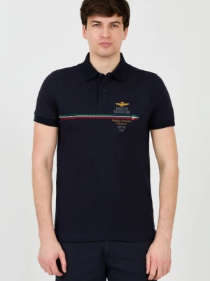 AERONAUTICA MILITARE Granatowe męskie polo Frecce Tricolori Embroidered, Rozmiar 3XL