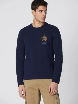 AERONAUTICA MILITARE Granatowy longsleeve męski Embroidered