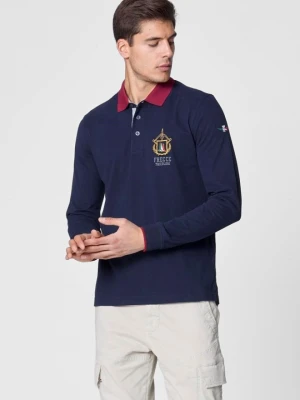 AERONAUTICA MILITARE Granatowy longsleeve polo męski Frecce Tricolori, Rozmiar L