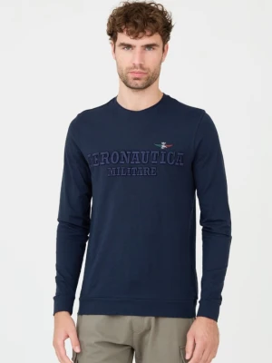 AERONAUTICA MILITARE Granatowy męski bawełniany longsleeve, Rozmiar L