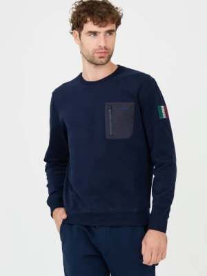 AERONAUTICA MILITARE Granatowy męski bawełniany longsleeve, Rozmiar XXL
